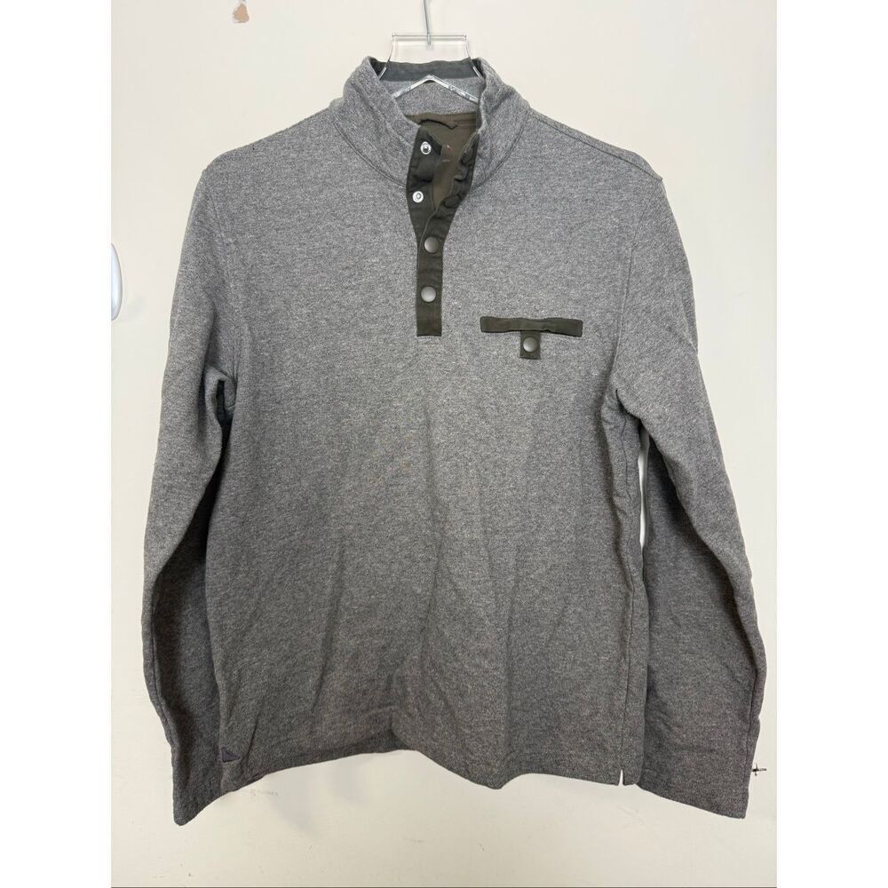 UNTUCKit Men’s Parkson Gray Snap Neck Pullover Sweatshirt Medium Cotton Blend Ca